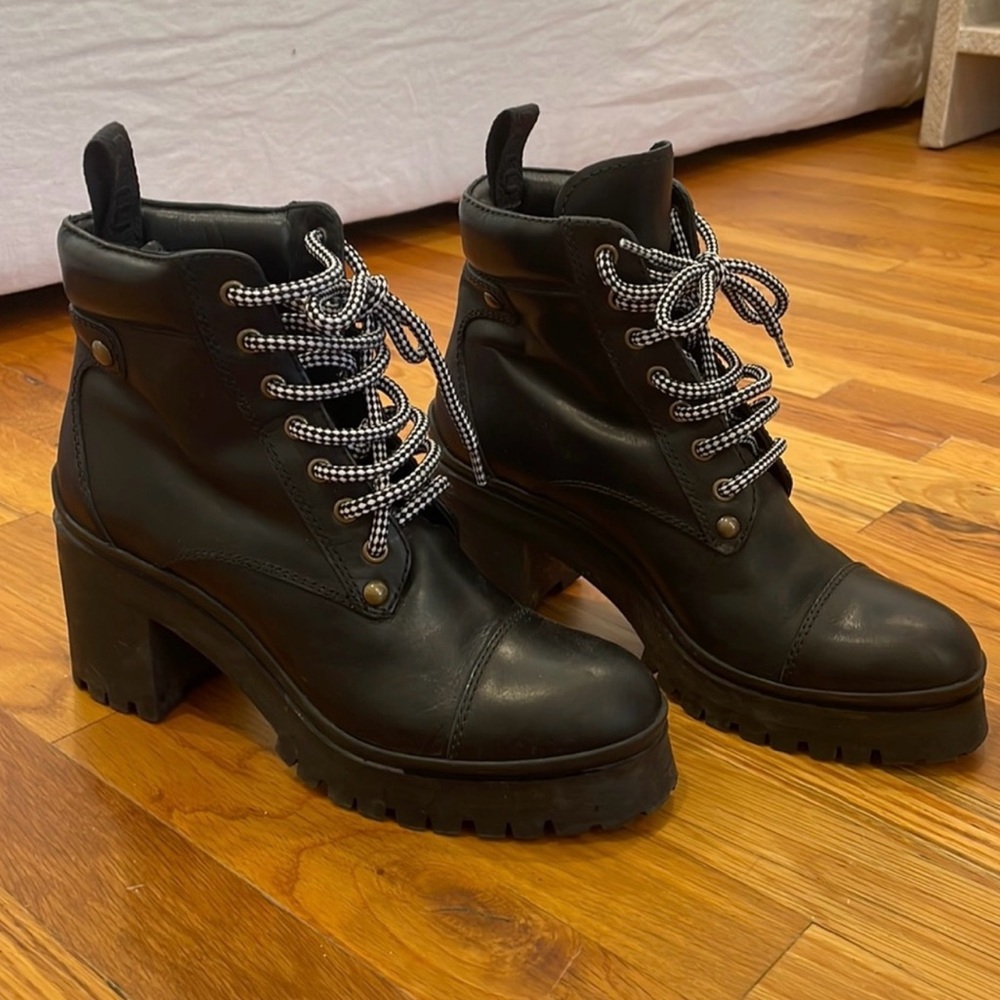 Miu Miu black Leather Combat Boots